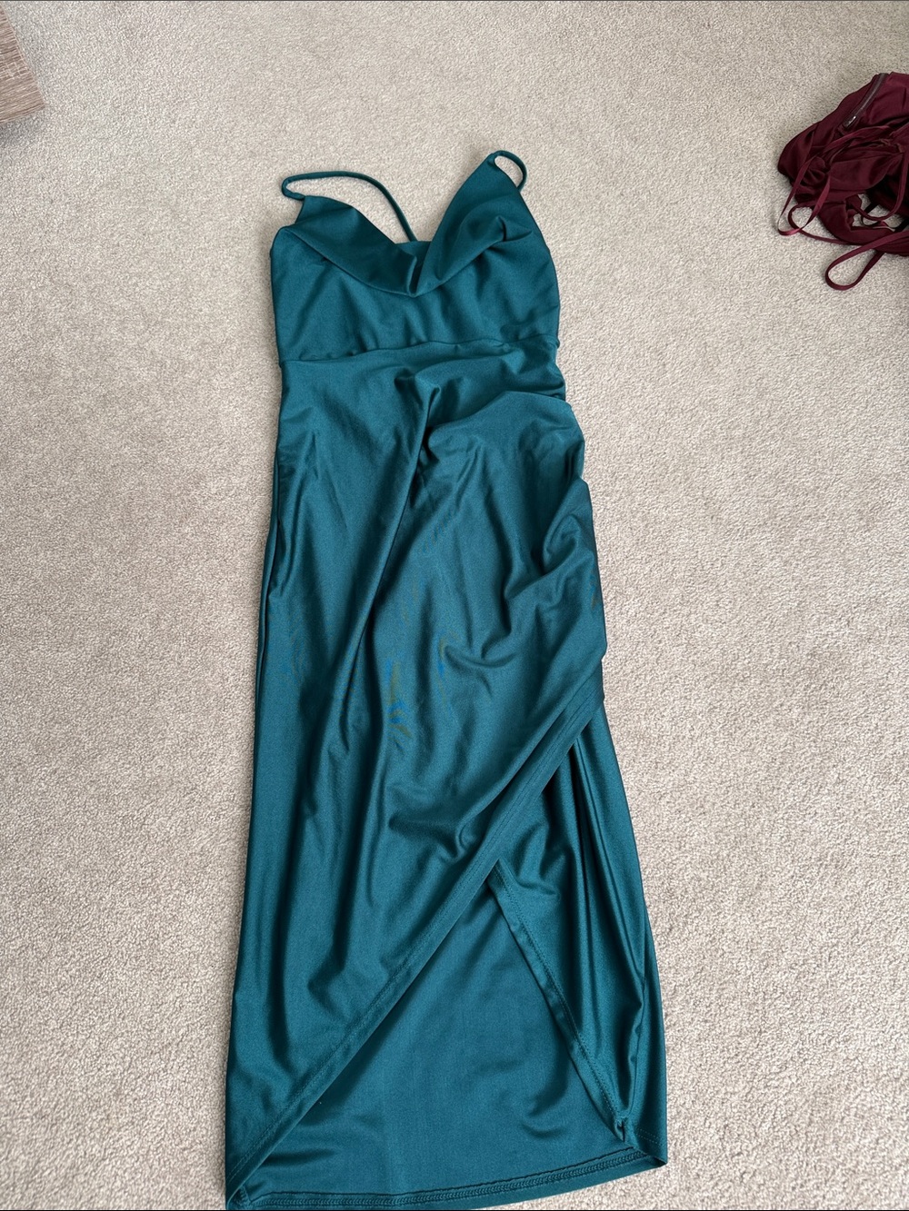 Bluebelle Teal Maxi Slip Dress with Spaghetti Straps